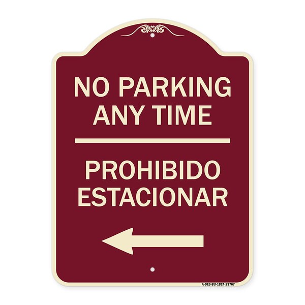 Signmission No Parking Anytime Prohibido Estacionar W/ Left Arrow Heavy-Gauge Alum, 24" x 18", BU-1824-23767 A-DES-BU-1824-23767 - main